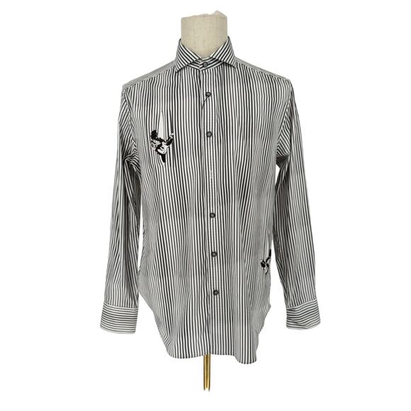 Robert Graham Woven Button Front Long Sleeve Shirt Rock Band Guitarist Print M - Picture 1 of 11